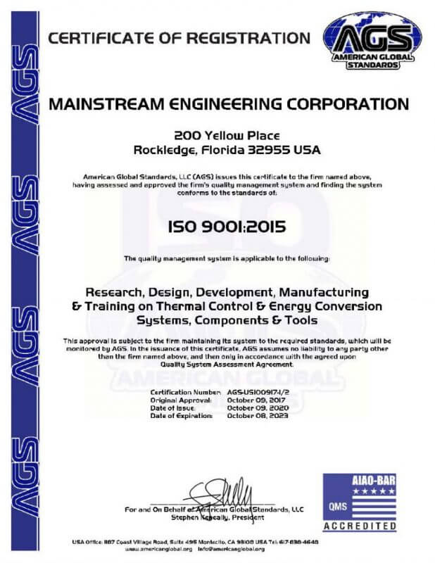 ISO 9001:2015 Mainstream Engineering